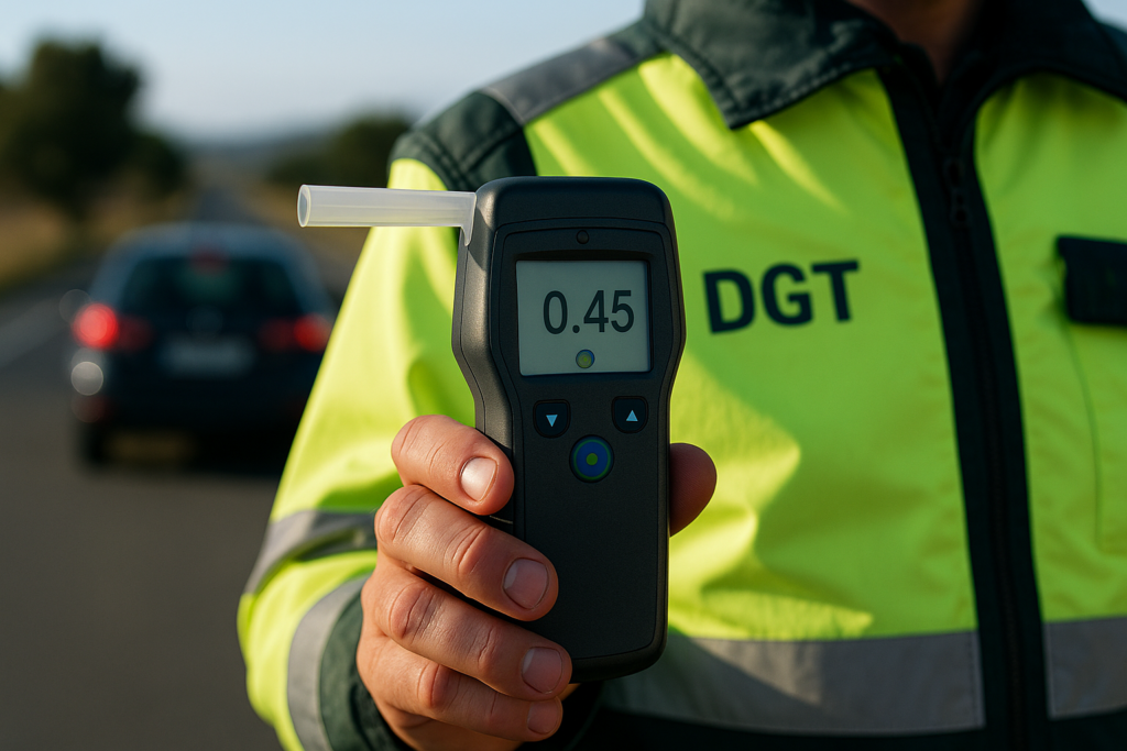 Alcoholímetro digital utilizado por la DGT en controles de alcoholemia en carretera