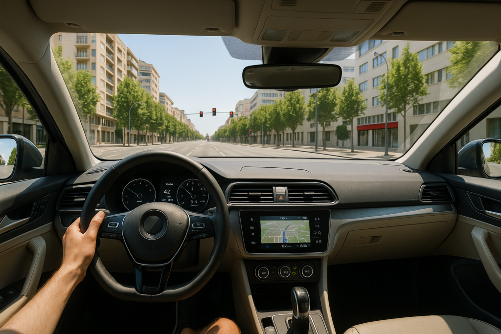 Conducción con anticipación en ciudad para reducir el desgaste de frenos y consumo en un coche de renting