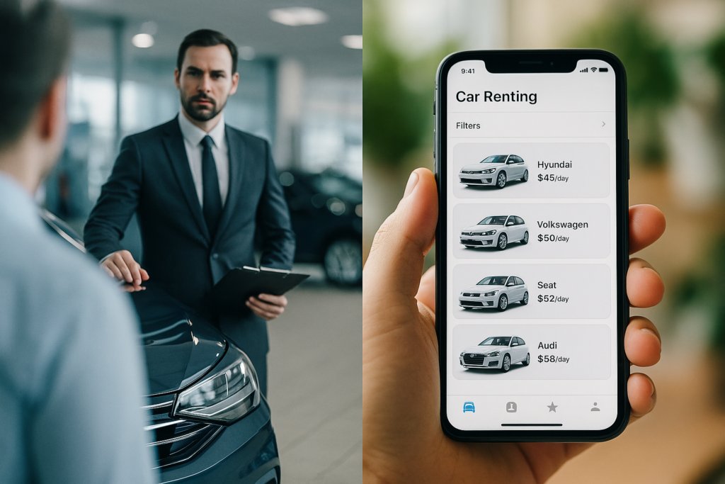 Comparativa entre concesionario tradicional y comparador digital de renting de coches