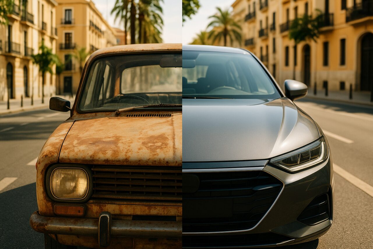 Comparativa entre coche viejo con averías y coche nuevo de renting en España