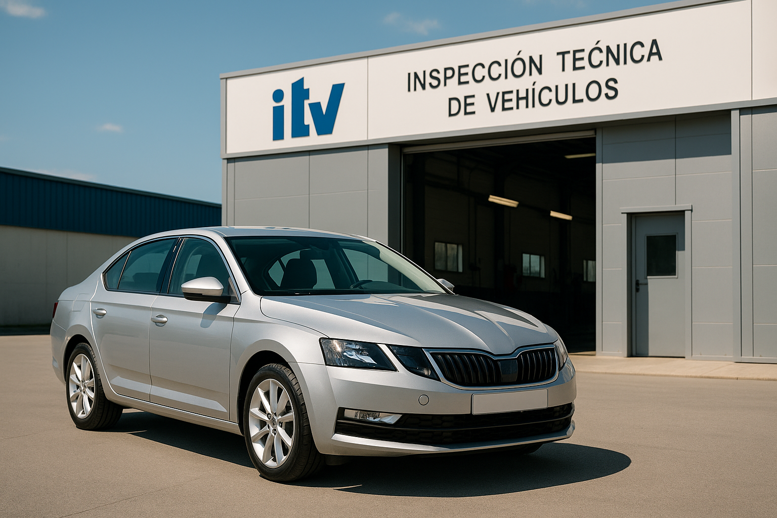 Coche de renting en un centro de inspección técnica ITV en España