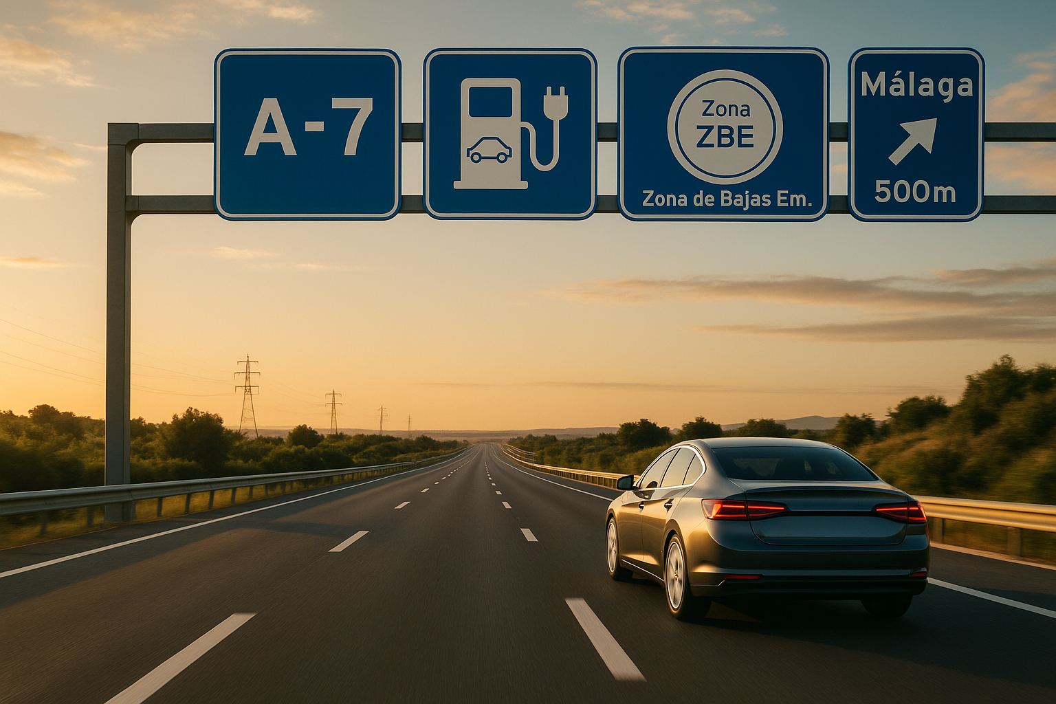 Nuevas señales de tráfico en España 2026 en una carretera moderna con señalización actualizada de la DGT