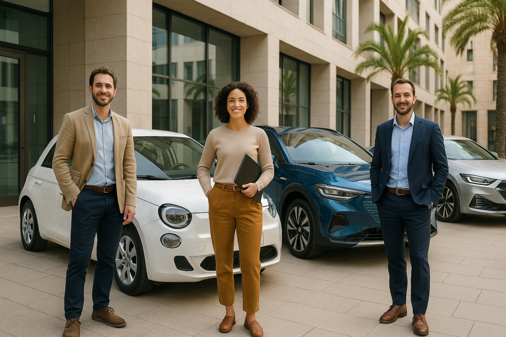 Particulares, autónomos y empresas disfrutando del renting de coches eléctricos en España