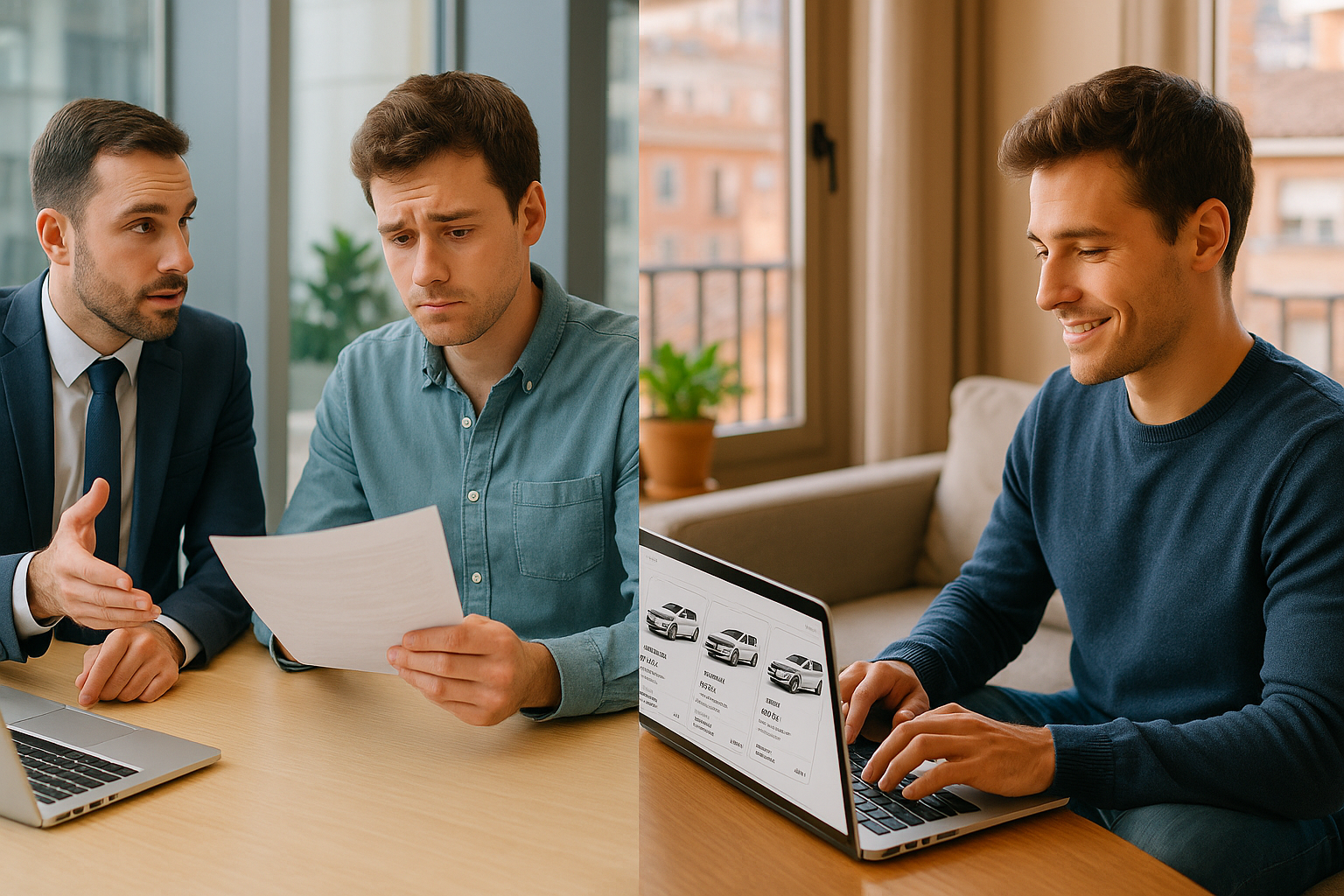 Comparativa entre renting de coches en banco y comparador independiente en España