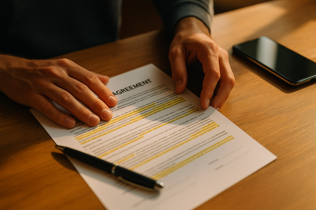 Persona revisando el contrato de renting para comprobar las condiciones sobre conductores adicionales
