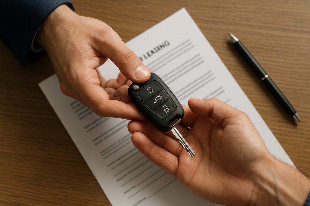 Traspaso de llaves de coche en proceso de subrogación de contrato de renting