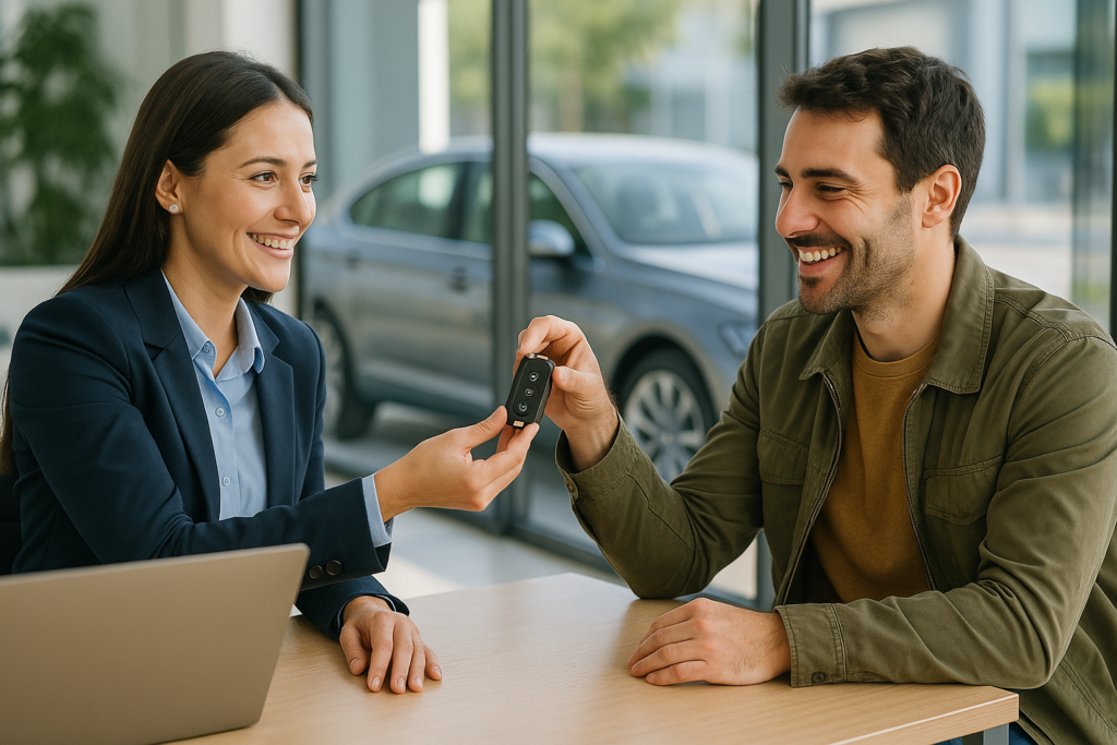 Empresa de renting entregando vehículo de sustitución tras robo del coche al cliente